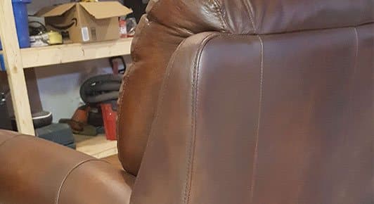 Same piece after restoration by SouthPaw Upholstery